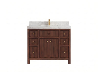Sonoma Reeded Teak Wood 42 in. W x 22 in. D Single Sink Bathroom Vanity
