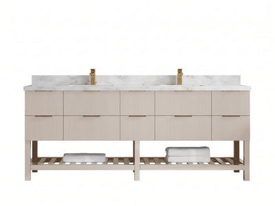 Catalina 84 in W x 22 in D Free Standing Reeded Double Sink Bathroom Vanity