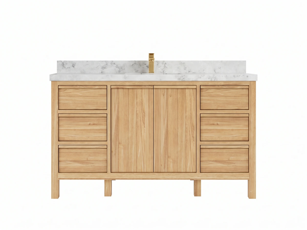 Elizabeth Teak Wood 60 in. W x 22 in. D Single Sink Bathroom Vanity
