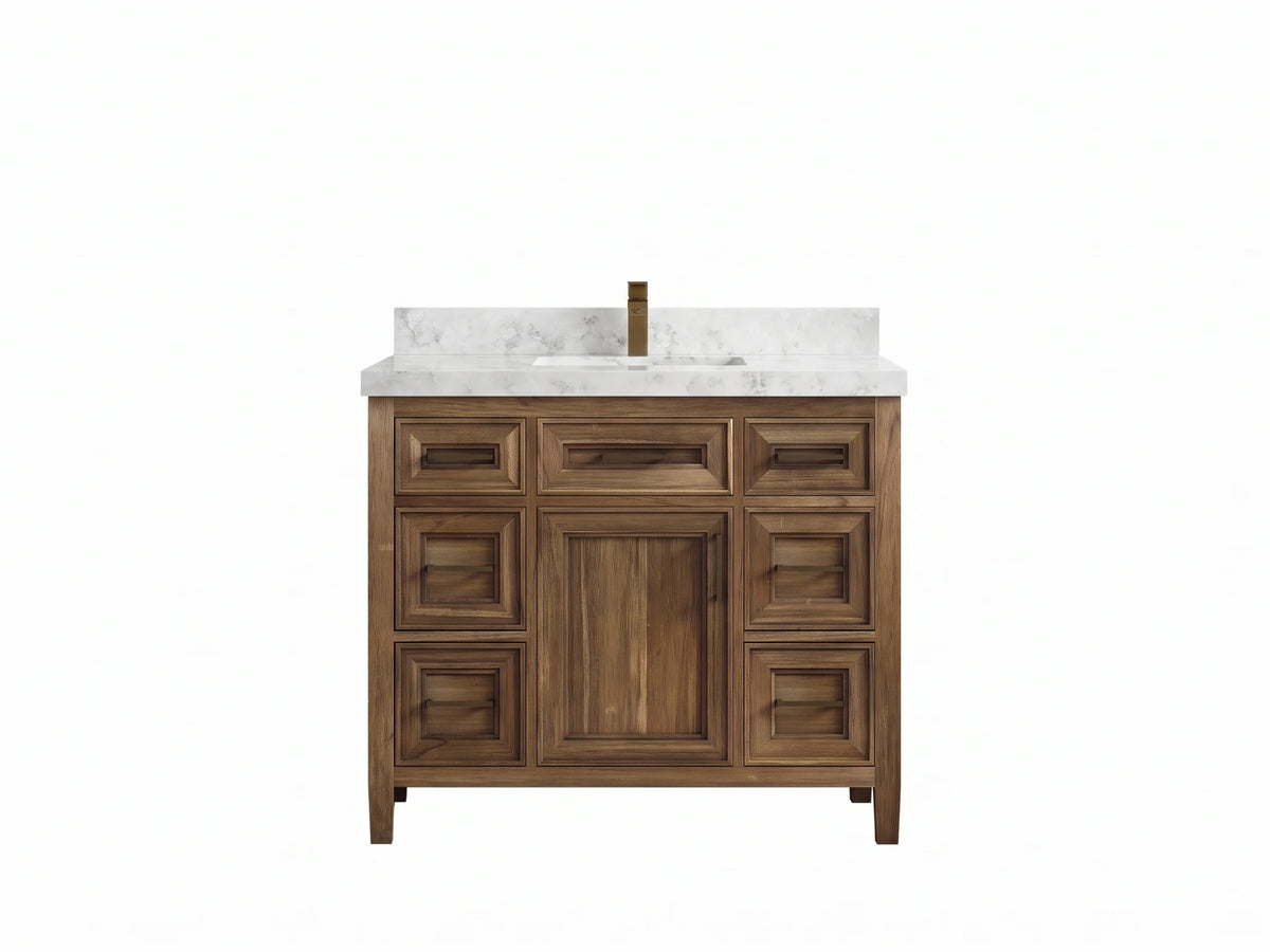 Santa Monica Teak Wood 42 in. W x 22 in. D Single Sink Bathroom Vanity