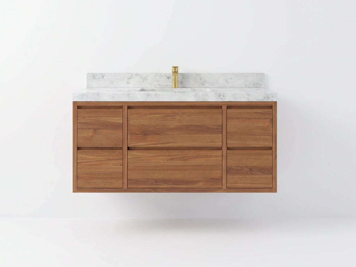 Madison Floating Teak Wood 48 in. W x 22 in. D Single Sink Bathroom Vanity