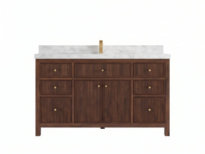 Sonoma Reeded Teak Wood 60 in. W x 22 in. D Single Sink Bathroom Vanity