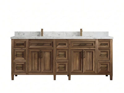 Santa Monica Teak Wood 84 in. W x 22 in. D Double Sink Bathroom Vanity