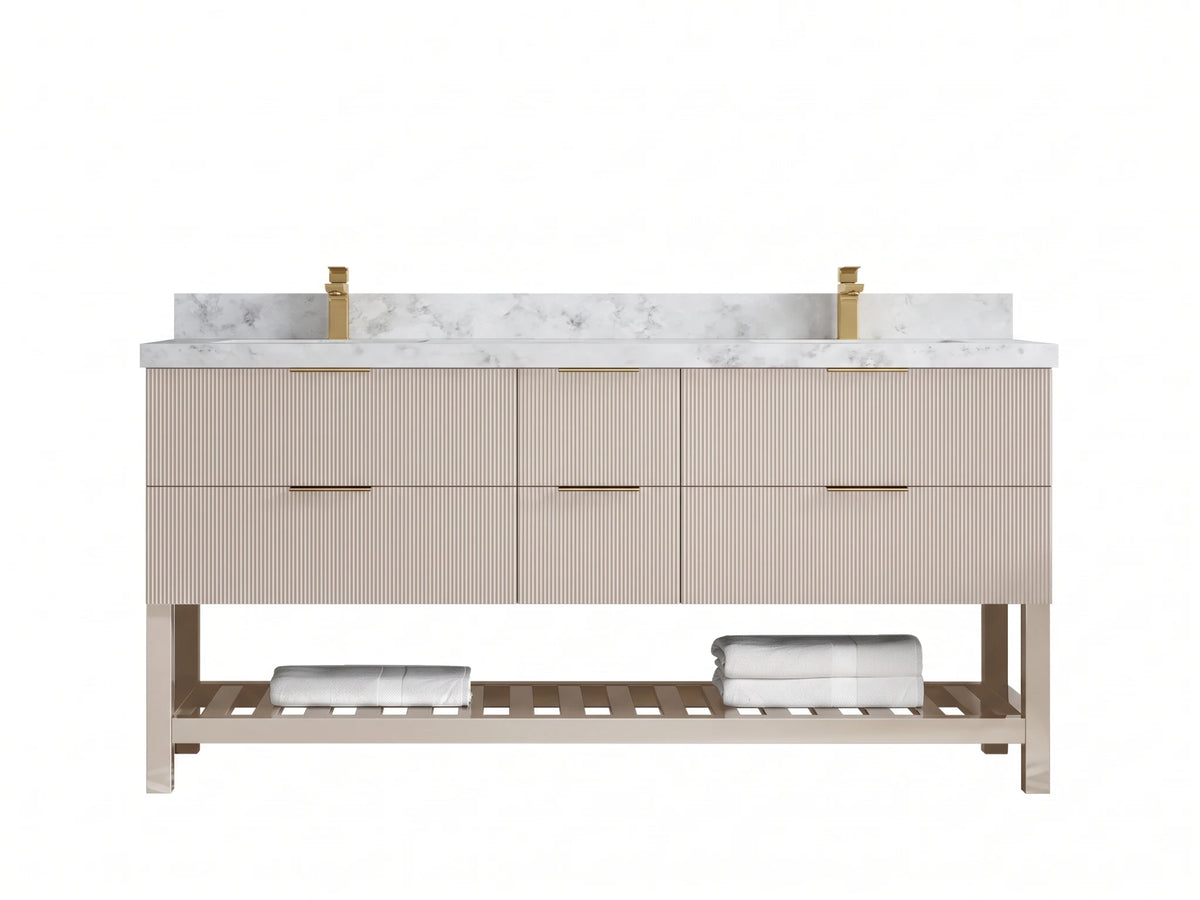 Catalina 72 in W x 22 in D Free Standing Reeded Double Sink Bathroom Vanity