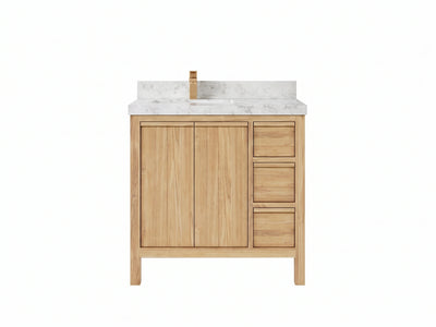 Elizabeth Teak Wood 36 in. W x 22 in. D Left Offset Sink Bathroom Vanity