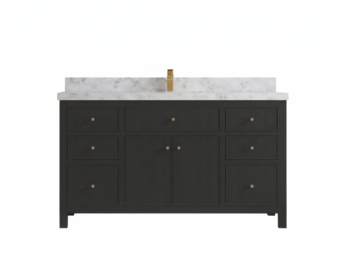 Sonoma 60 in W x 22 in D Free Standing Reeded Single Sink Bathroom Vanity