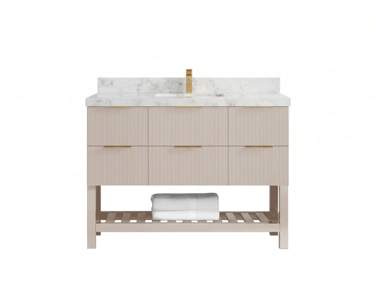 Catalina 48 in W x 22 in D Free Standing Reeded Single Sink Bathroom Vanity