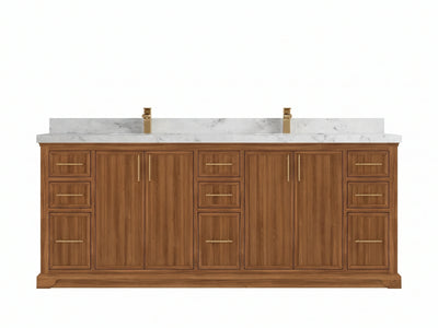 Alys Teak Wood 84 in. W x 22 in. D Double Sink Bathroom Vanity