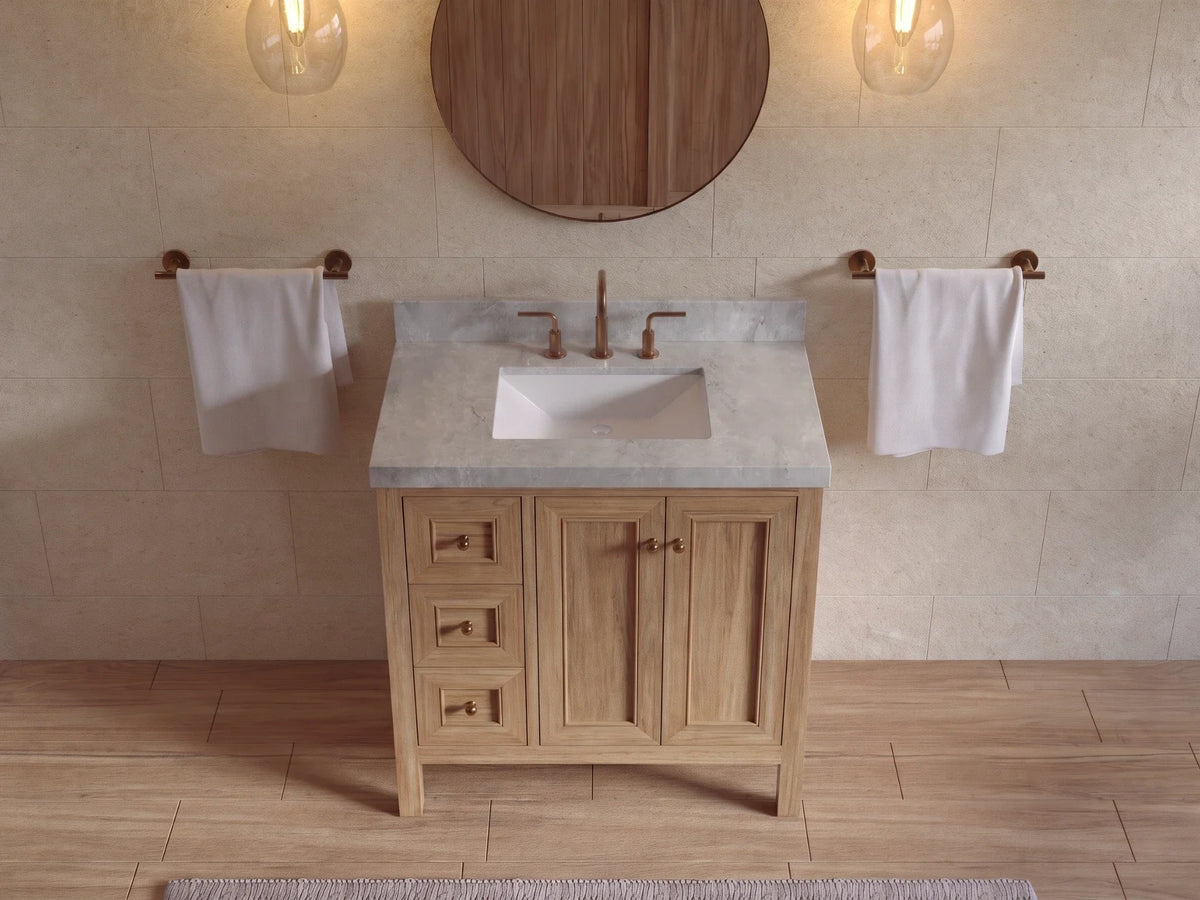 Nashville 36 in. W x 22 in. D Center Sink Teak Wood Bathroom Vanity