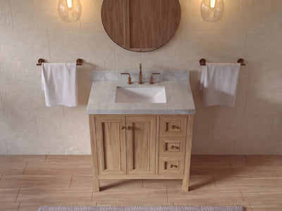 Nashville Teak Wood 36 in. W x 22 in. D Center Sink Bathroom Vanity
