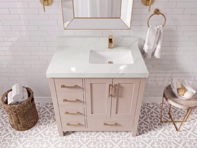 Malibu 36 in. W x 22 in. D Right Offset Sink Bathroom Vanity