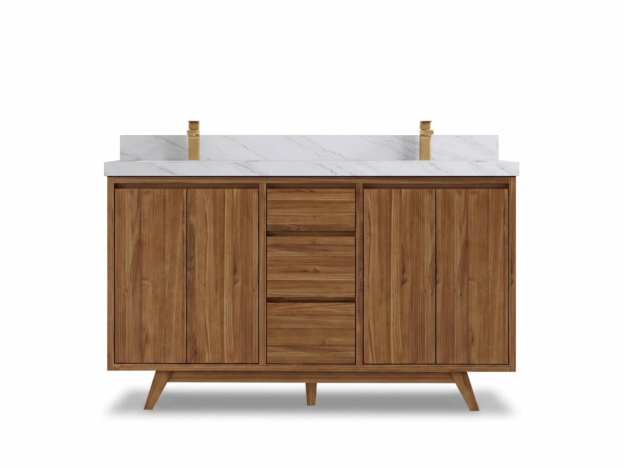 Madison Teak Wood 60 in. W x 22 in. D Double Sink Bathroom Vanity