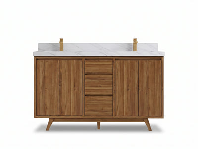 Madison Teak Wood 60 in. W x 22 in. D Double Sink Bathroom Vanity