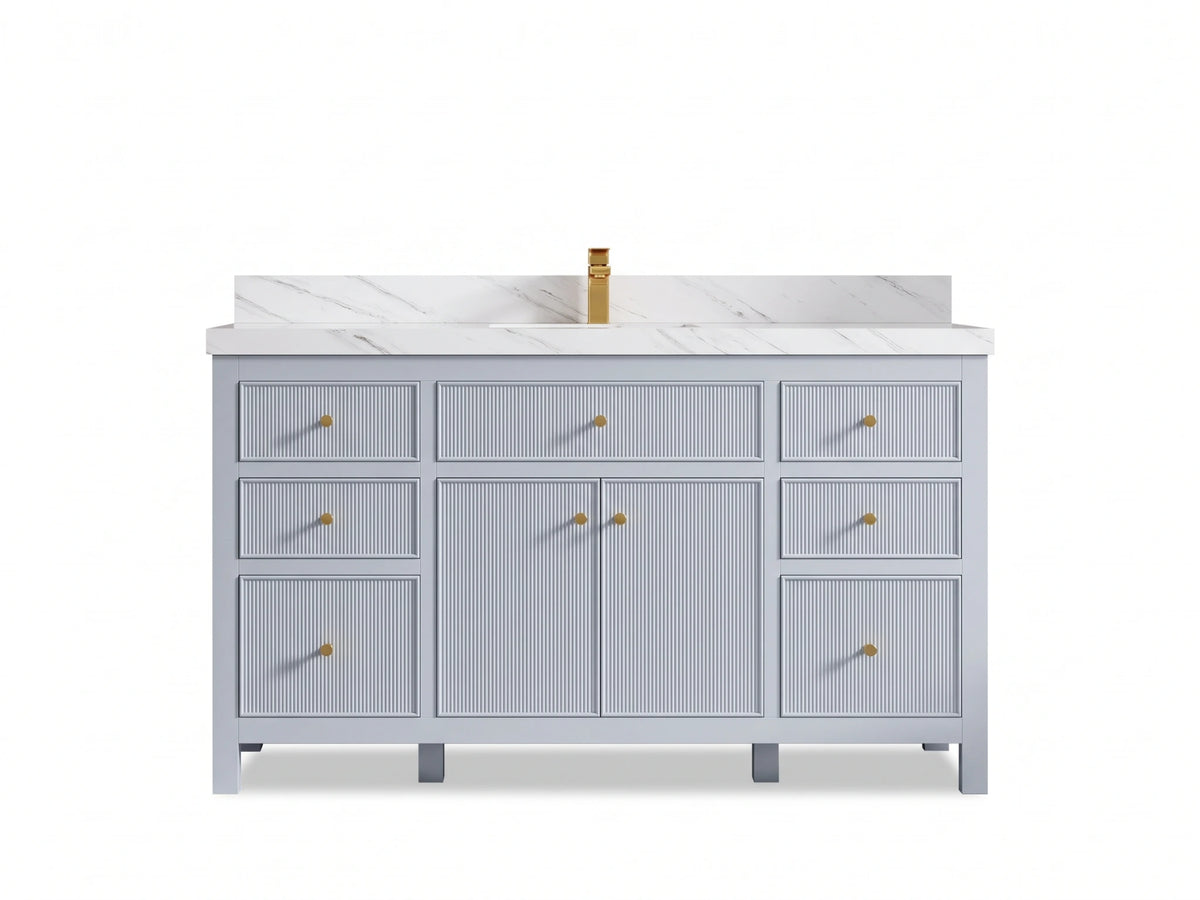 Sonoma 60 in W x 22 in D Free Standing Reeded Single Sink Bathroom Vanity