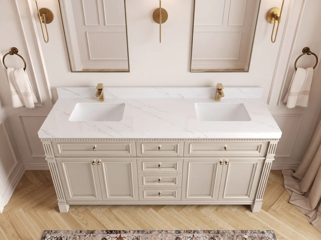 Paris 72 in. W x 22 in. D Double Sink Bathroom Vanity | 
              
                Fine Grain Linen Beige
                
                  
             - PRS_FNG_WHQZ_72D - photo №30