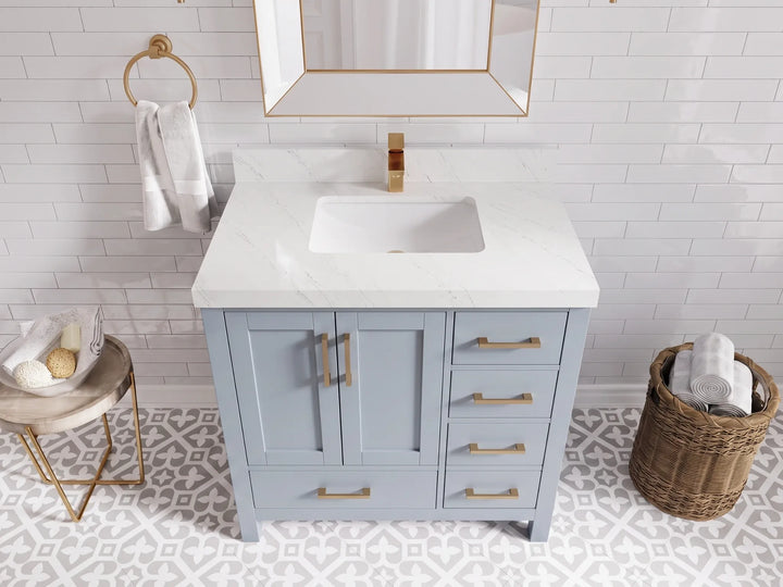 Malibu 36 in. W x 22 in. D Bathroom Vanity Center Sink - photo 19