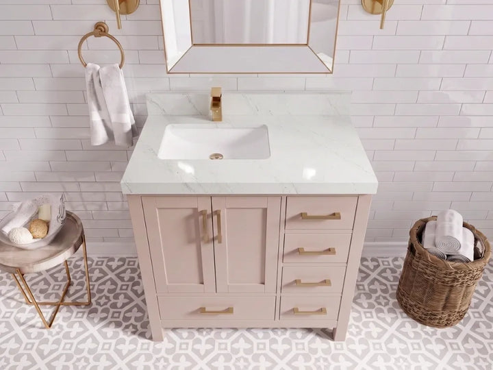 Malibu 36 in. W x 22 in. D Left Offset Sink Bathroom Vanity - photo 23