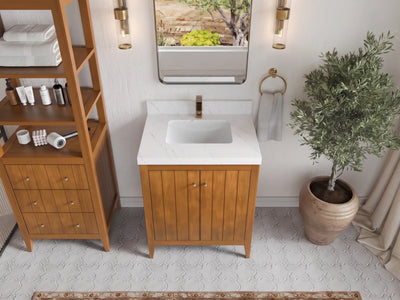 Atlanta Teak Wood 30 in. W x 22 in. D Single Sink Bathroom Vanity