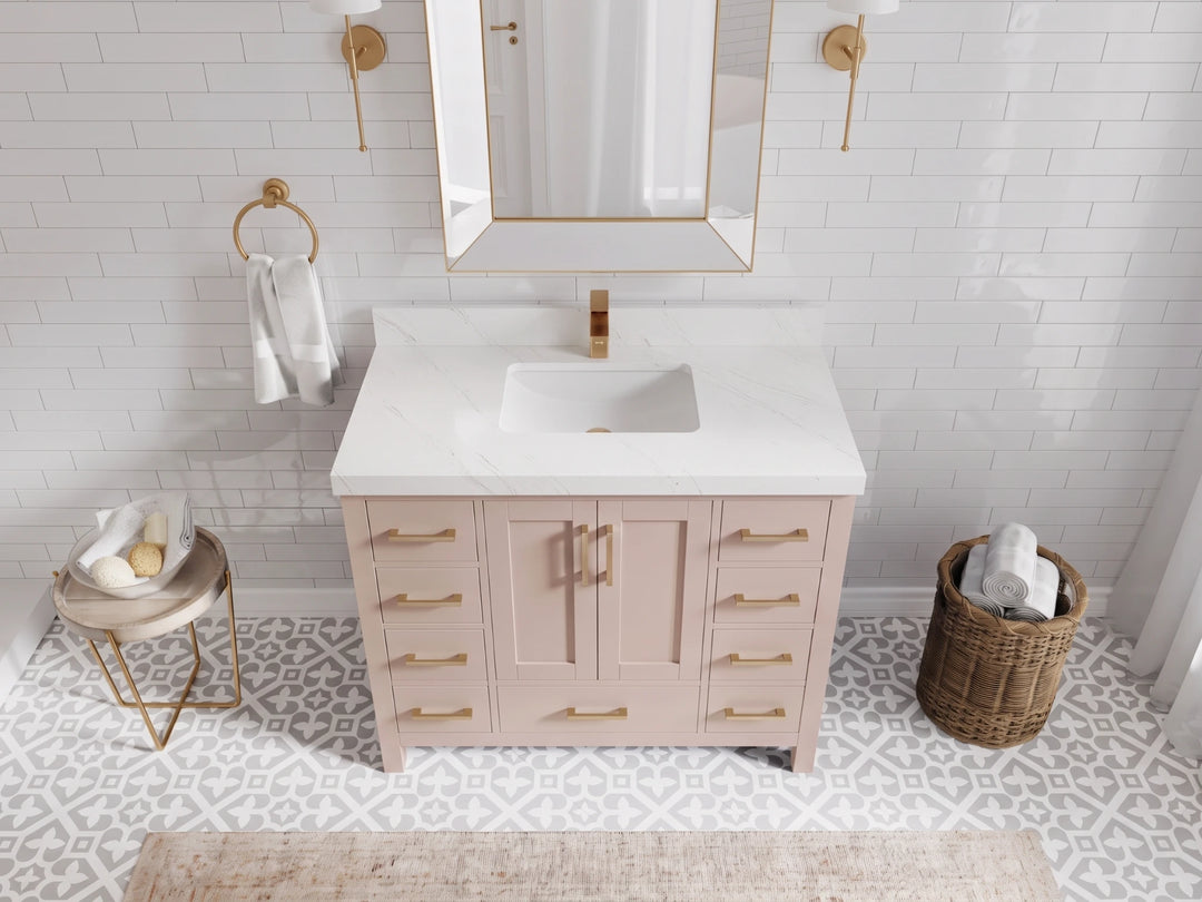 Malibu 42 in. W x 22 in. D Single Sink Bathroom Vanity | 
              
                Pink
                
                  
             - MLB_PNK_WHQZ_42 - photo №23