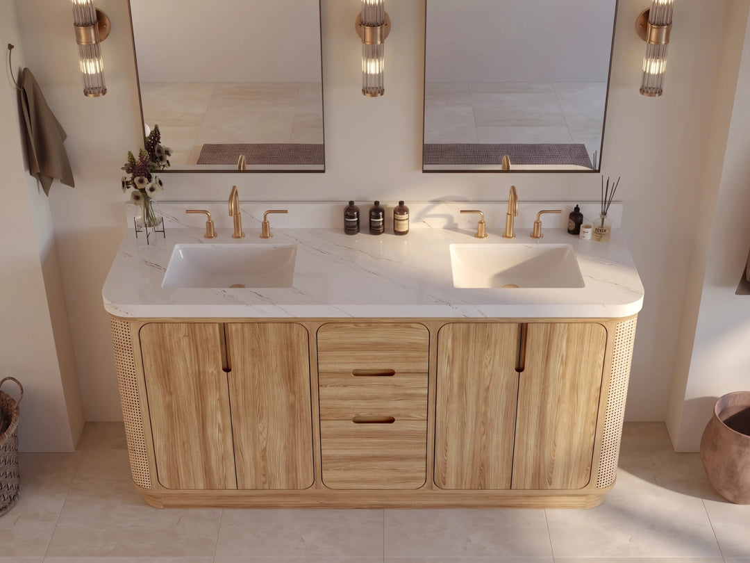 Ventura Teak 72 in. W x 22 in. D Double Sink Bathroom Vanity | 
              
                Light Natural Teak
                
                  
             - VTR_TK_LNT_CA_LZ_72D - photo №5