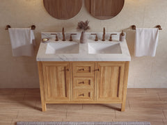 Nashville Teak Wood 48 in. W x 22 in. D Double Sink Bathroom Vanity - photo 9