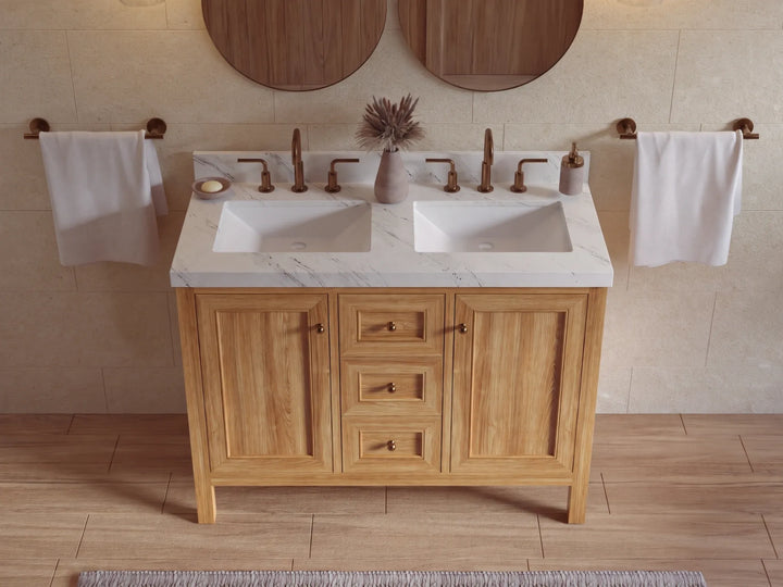 Nashville Teak Wood 48 in. W x 22 in. D Double Sink Bathroom Vanity - photo 9