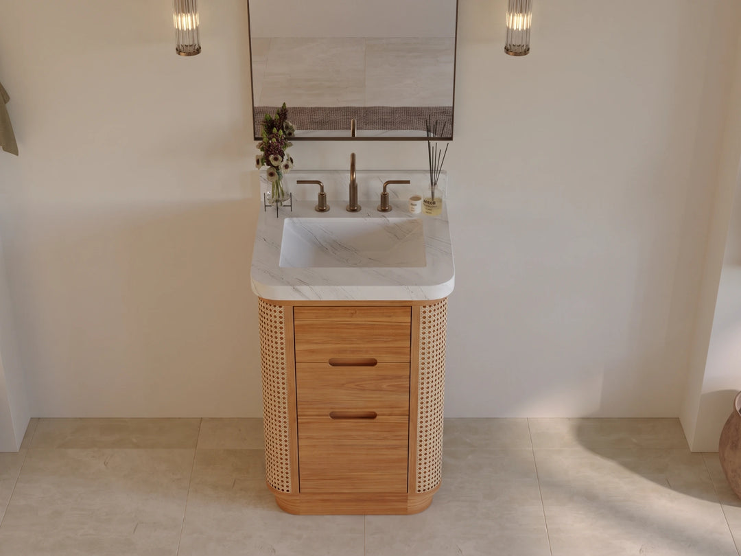Ventura Teak 24 in. W x 22 in. D Single Sink Bathroom Vanity | 
              
                Light Natural Teak
                
                  
             - VTR_TK_LNT_CARM_24 - photo №12