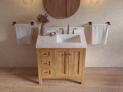 Nashville Teak Wood 36 in. W x 22 in. D Right Offset Sink Bathroom Vanity - photo 21