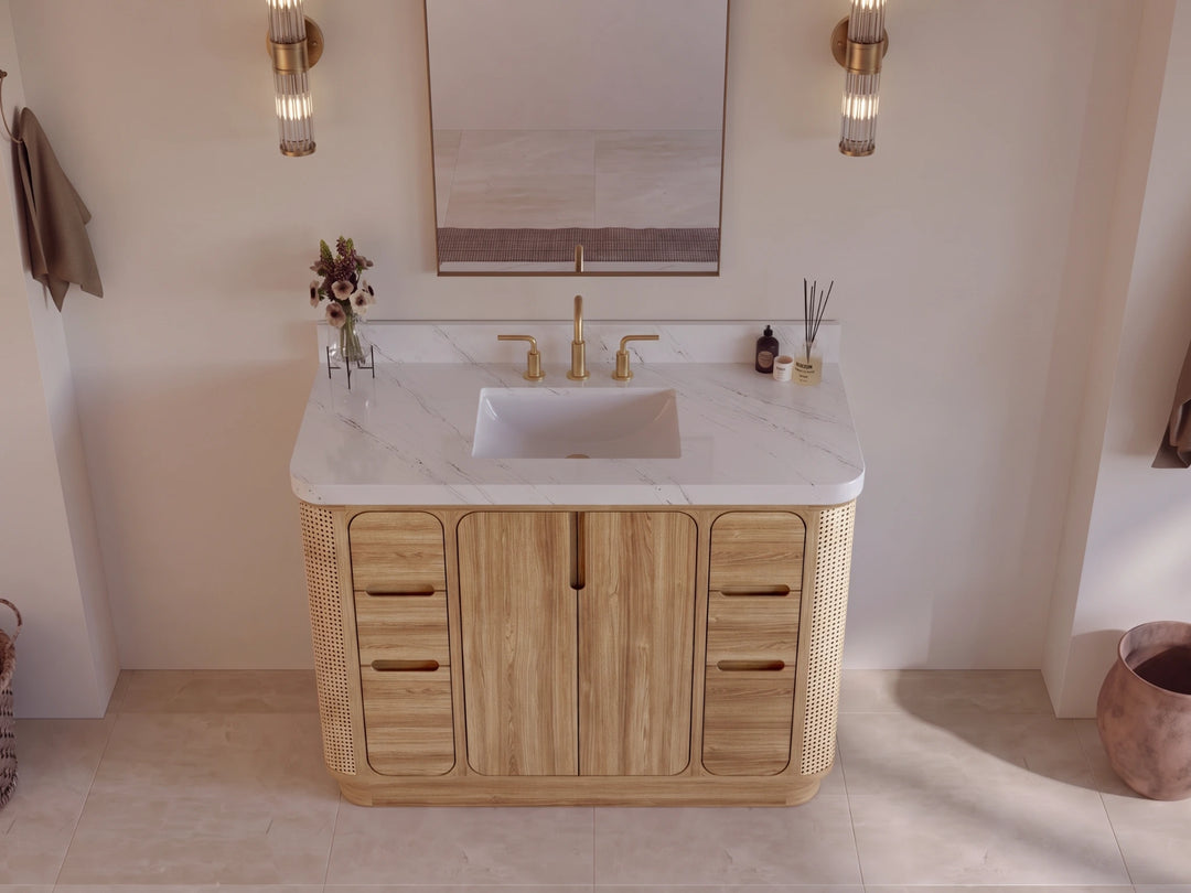 Ventura Teak 48 in. W x 22 in. D Single Sink Bathroom Vanity | 
              
                Light Natural Teak
                
                  
             - VTR_TK_LNT_CARM_48S - photo №4