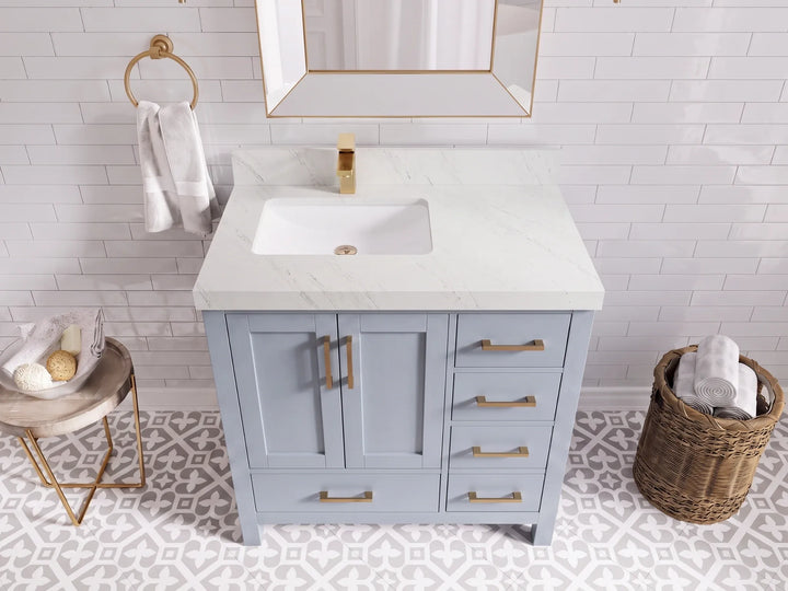 Malibu 36 in. W x 22 in. D Left Offset Sink Bathroom Vanity - photo 23