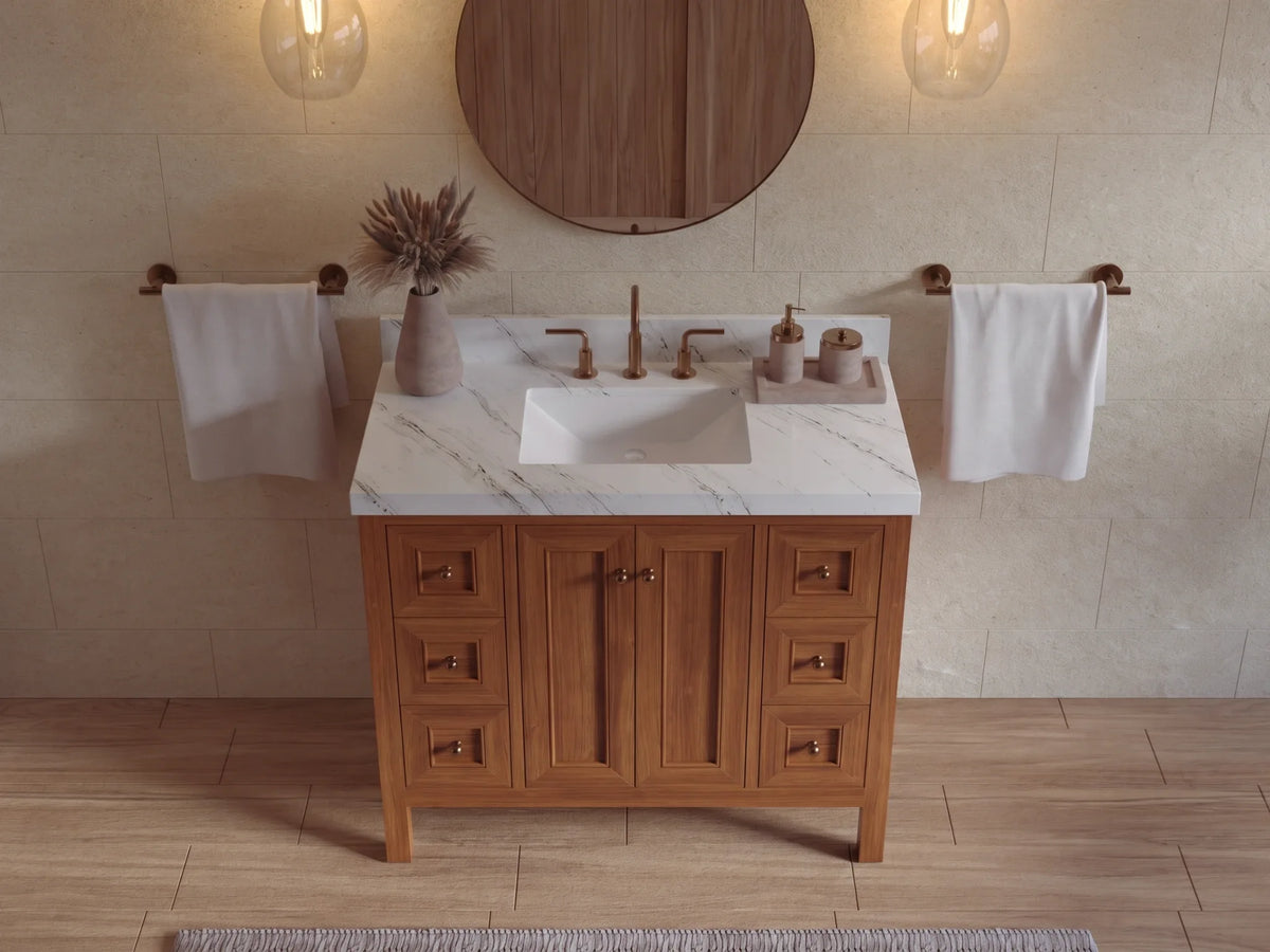 Nashville Teak Wood 42 in. W x 22 in. D Single Sink Bathroom Vanity