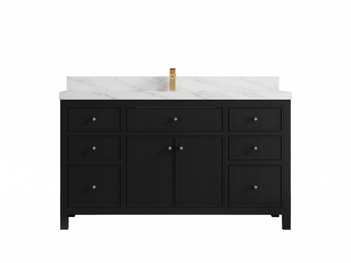 Sonoma 60 in W x 22 in D Free Standing Reeded Single Sink Bathroom Vanity