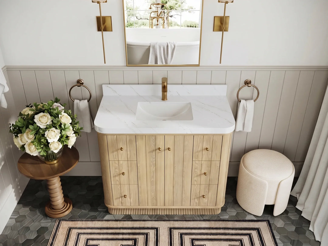 Houston White Oak 42 in. W x 22 in. D Free Standing Curved Edge Single Sink Bathroom Vanity | 
              
                Nordic White Oak
                
                  
             - HOU_WHOK_NORW_CARM_42 - photo №15