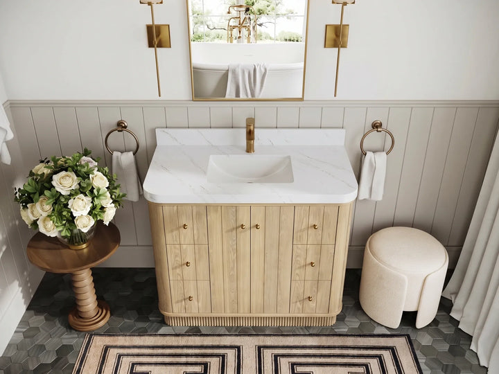 Houston White Oak 42 in. W x 22 in. D Free Standing Curved Edge Single Sink Bathroom Vanity - photo 15