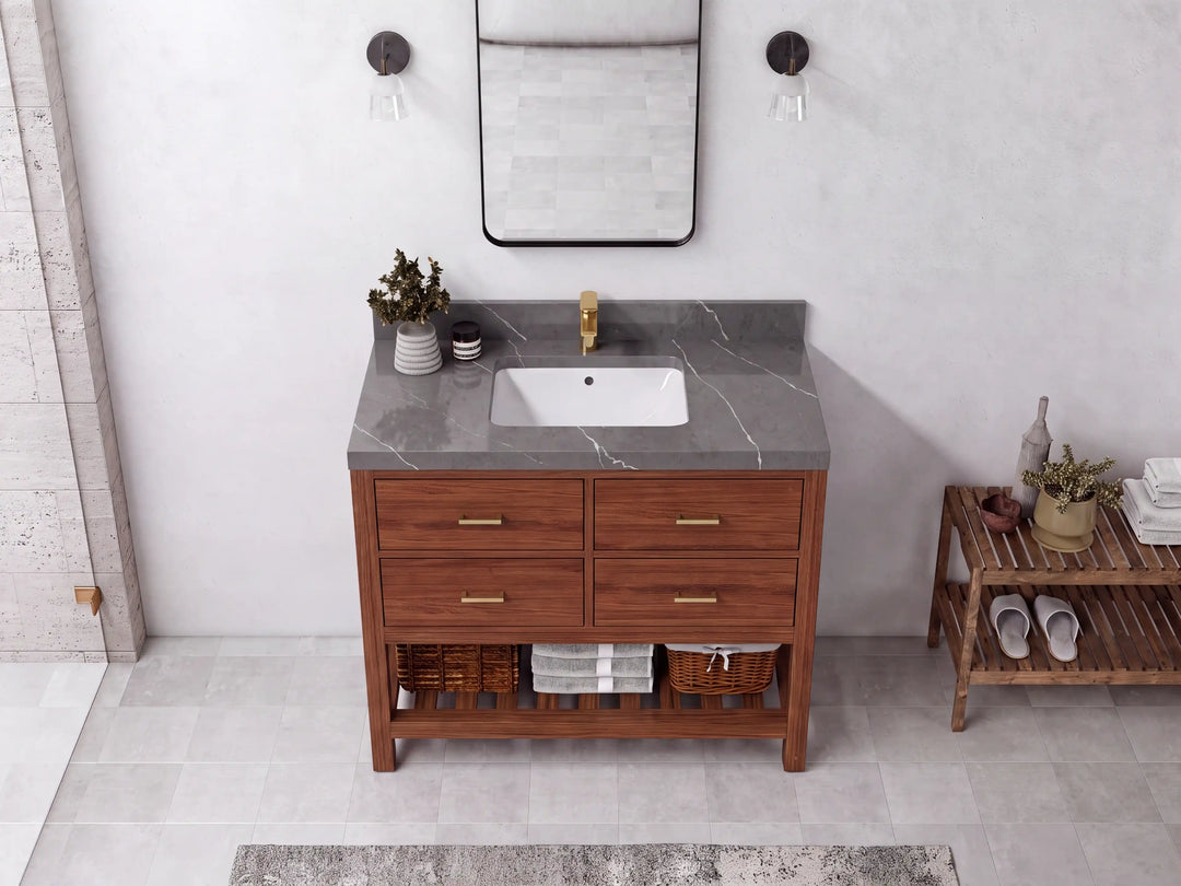 Parker Teak Wood 42 in. W x 22 in. D Single Sink Bathroom Vanity | 
              
                Dark Natural Teak
                
                  
             - PRK_TK_DNT_WHQZ_42 - photo №15