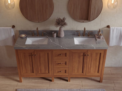 Nashville Teak Wood 72 in. W x 22 in. D Double Sink Bathroom Vanity