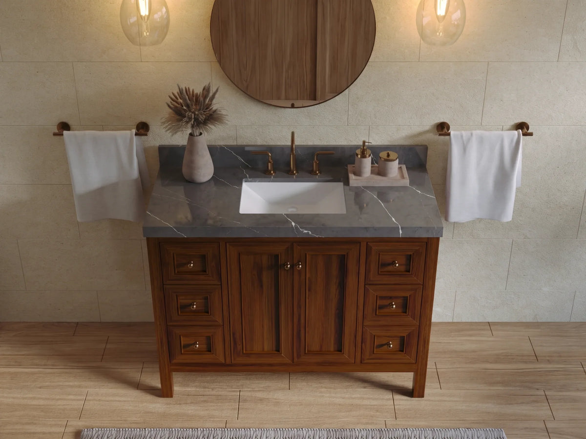 Nashville Teak Wood 48 in. W x 22 in. D Single Sink Bathroom Vanity