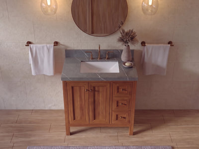 Nashville Teak Wood 36 in. W x 22 in. D Center Sink Bathroom Vanity