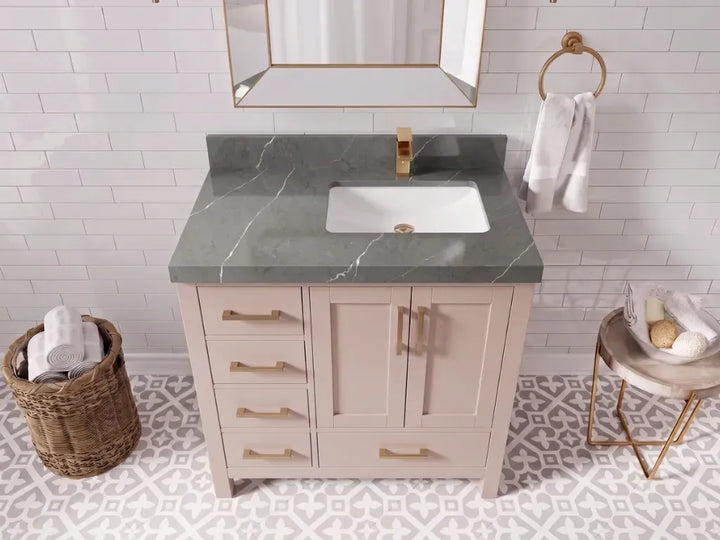 Malibu 36 in. W x 22 in. D Right Offset Sink Bathroom Vanity - photo 24
