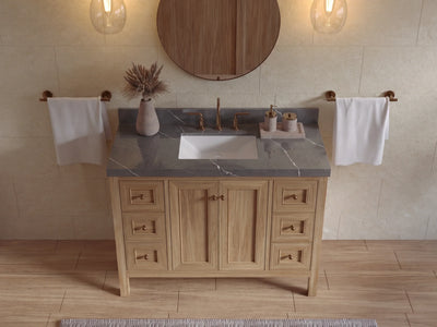 Nashville Teak Wood 48 in. W x 22 in. D Single Sink Bathroom Vanity