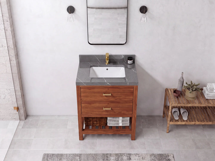 Parker Teak Wood 30 in. W x 22 in. D Single Sink Bathroom Vanity - photo 16