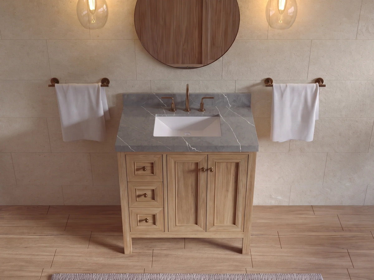 Nashville 36 in. W x 22 in. D Center Sink Teak Wood Bathroom Vanity