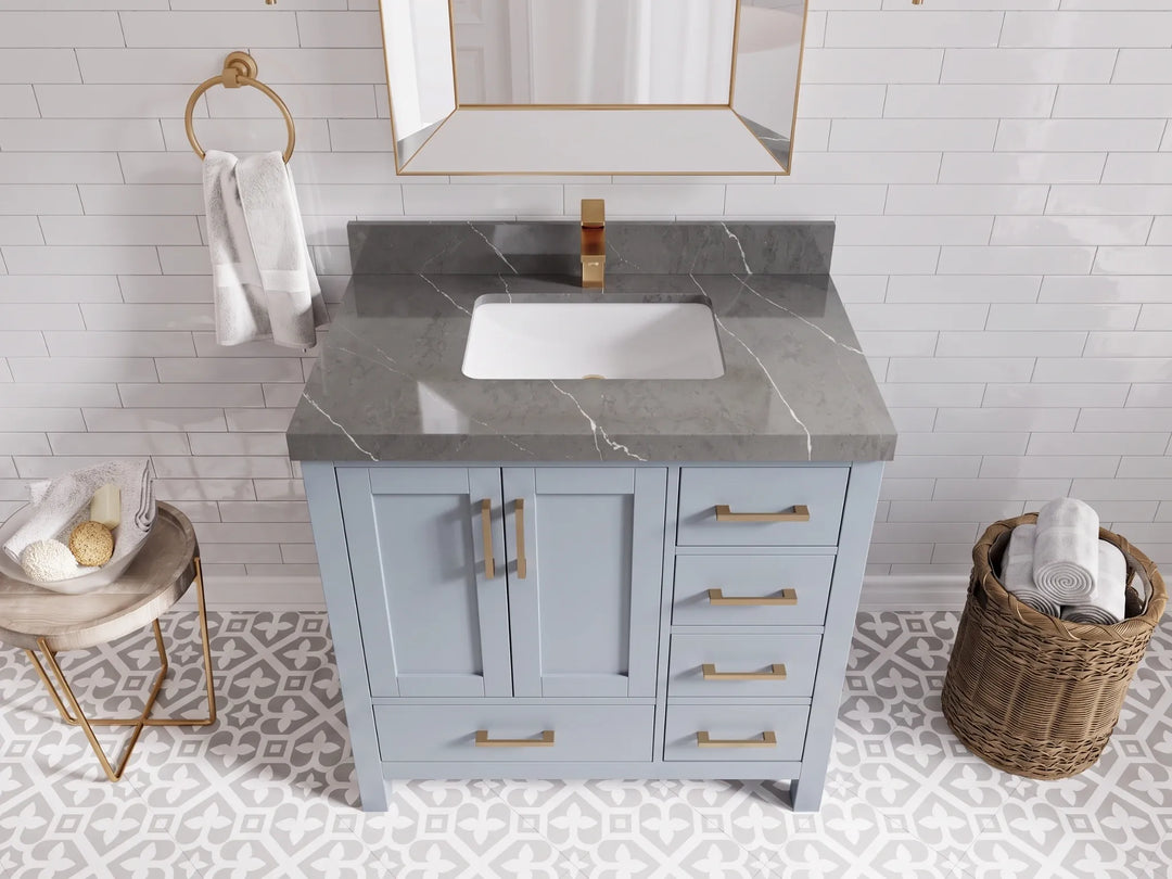 Malibu 36 in. W x 22 in. D Bathroom Vanity Center Sink | 
              
                Blue Heather
                
                  
             - MLB_BLU_WHQZ_36CL - photo №20