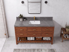Parker Teak Wood 60 in. W x 22 in. D Single Sink Bathroom Vanity - photo 16