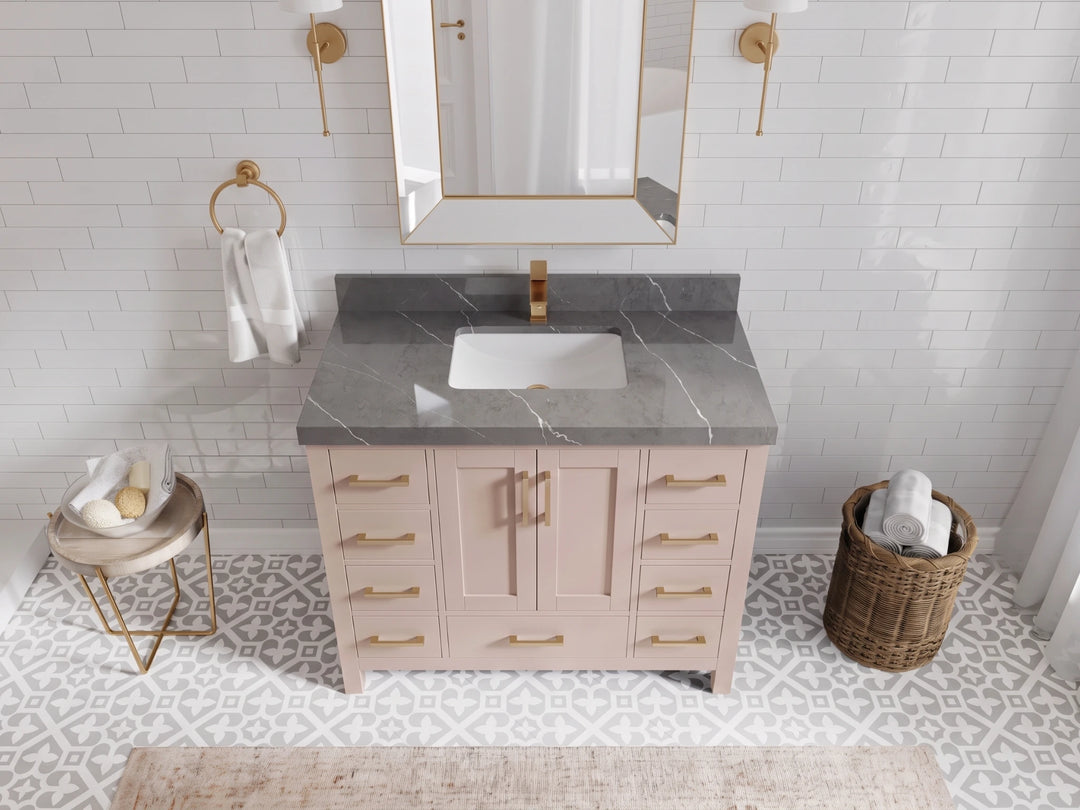 Malibu 42 in. W x 22 in. D Single Sink Bathroom Vanity | 
              
                Pink
                
                  
             - MLB_PNK_WHQZ_42 - photo №24