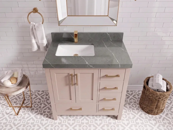 Malibu 36 in. W x 22 in. D Left Offset Sink Bathroom Vanity - photo 24