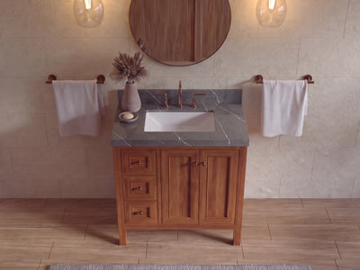 Nashville 36 in. W x 22 in. D Center Sink Teak Wood Bathroom Vanity