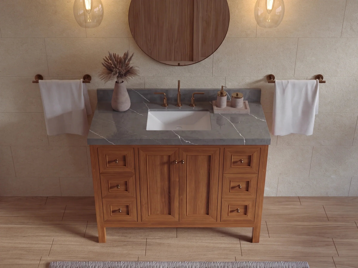 Nashville Teak Wood 48 in. W x 22 in. D Single Sink Bathroom Vanity