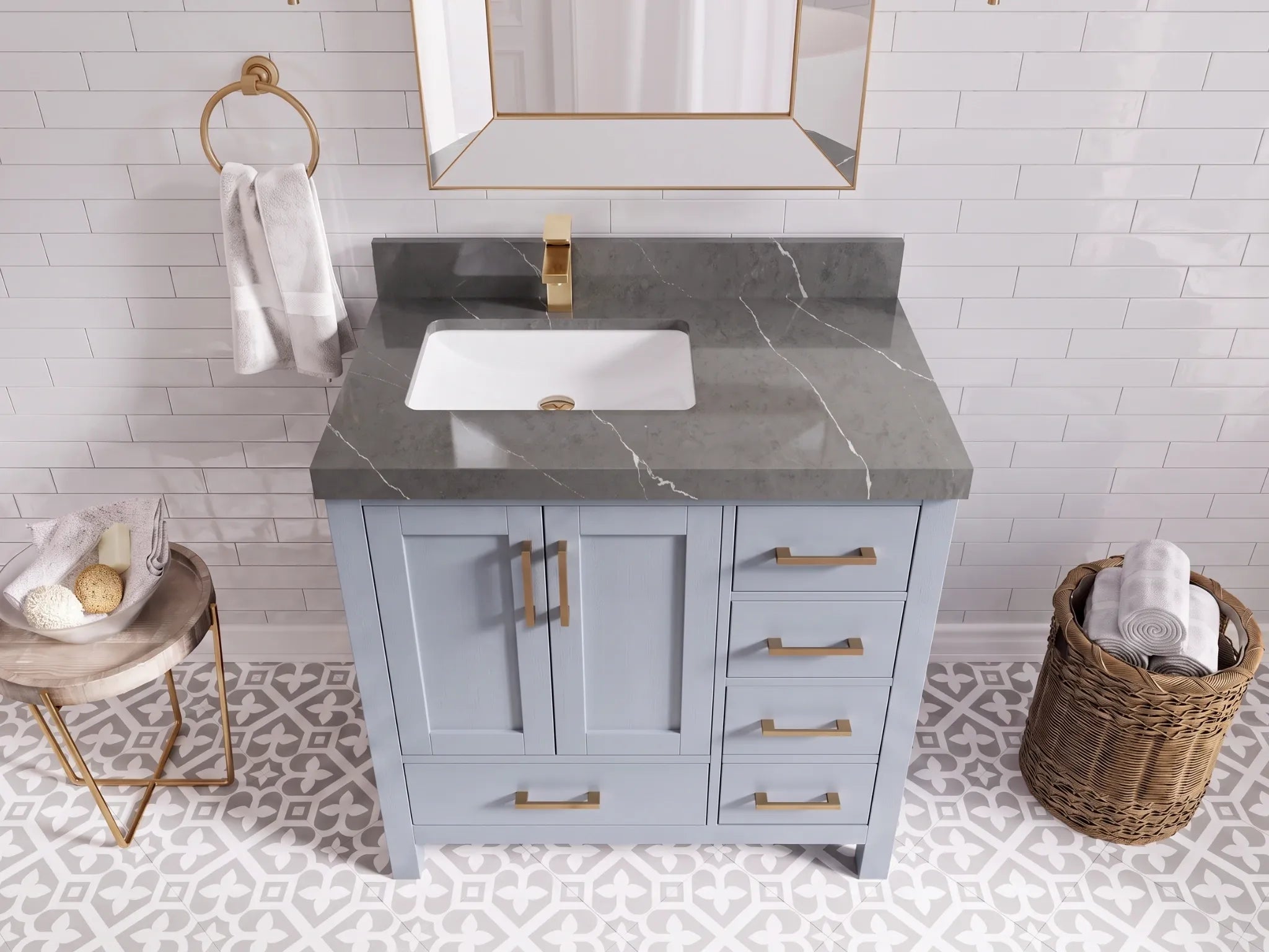 Malibu 36 in. W x 22 in. D Left Offset Sink Bathroom Vanity