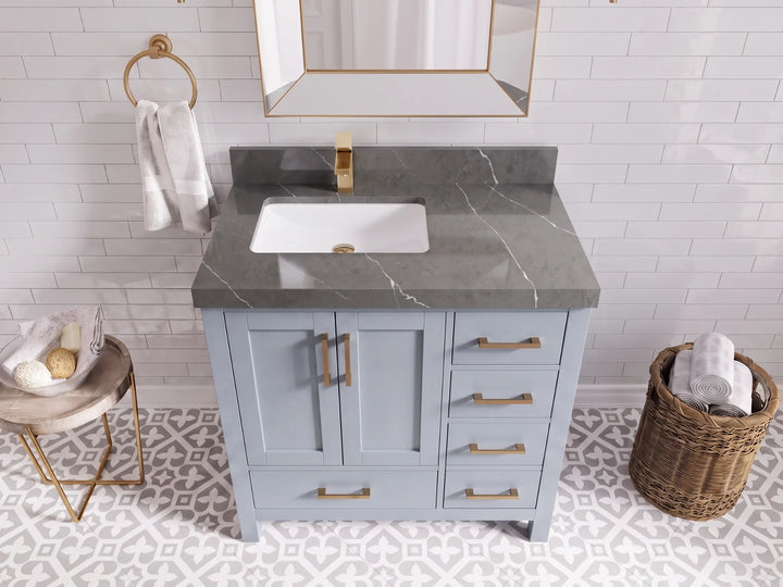 Malibu 36 in. W x 22 in. D Left Offset Sink Bathroom Vanity - photo 24